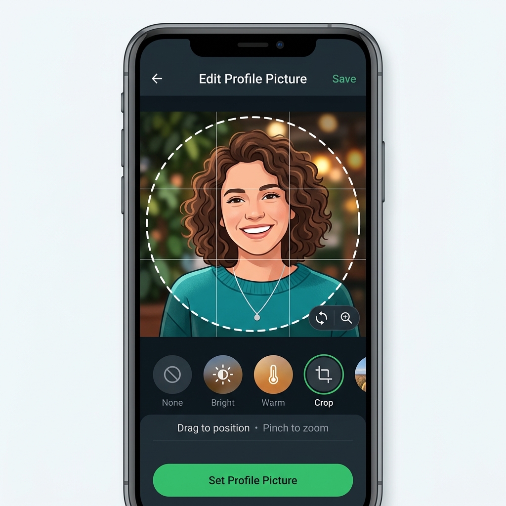 Cropping and Editing WhatsApp Profile Photo on Mobile Display